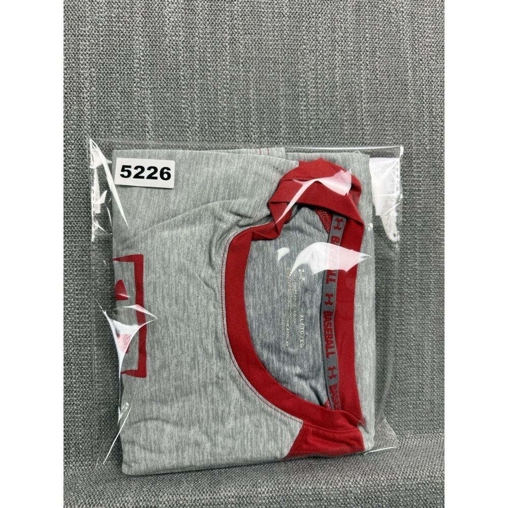 Under Armour Baseball HeatGear 3/4 Sleeve Raglan Shirt Gray Red Men’s XL Tee - Picture 6 of 6